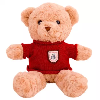 LEAN TOYS Pluszowa maskotka Przytulanka Miś Beżowy Czerwony Sweter 40cm
