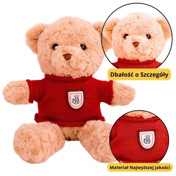 LEAN TOYS Pluszowa maskotka Przytulanka Miś Beżowy Czerwony Sweter 40cm
