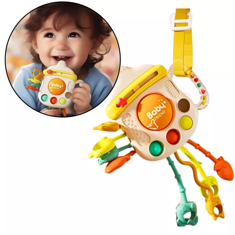LEAN TOYS Zabawka sensoryczna gryzak grzechotka dla niemowląt Butelka 3w1