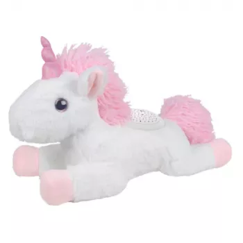 LEAN TOYS Pluszowy Jednorożec Śpiący Przytulanka z Projektorem i Dźwiękiem