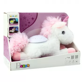 LEAN TOYS Pluszowy Jednorożec Śpiący Przytulanka z Projektorem i Dźwiękiem
