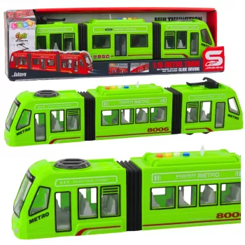 LEAN TOYS City Metro Tram z otwieranymi drzwiami, światłami i dźwiękami, zielony, 1:16