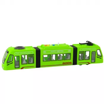 LEAN TOYS City Metro Tram z otwieranymi drzwiami, światłami i dźwiękami, zielony, 1:16