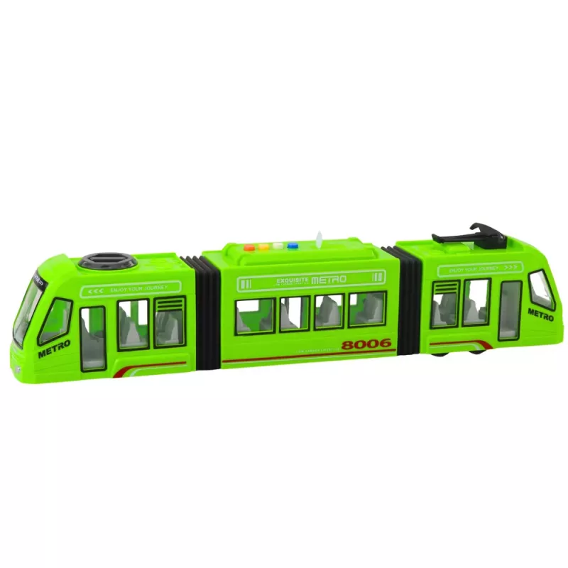 LEAN TOYS City Metro Tram z otwieranymi drzwiami, światłami i dźwiękami, zielony, 1:16