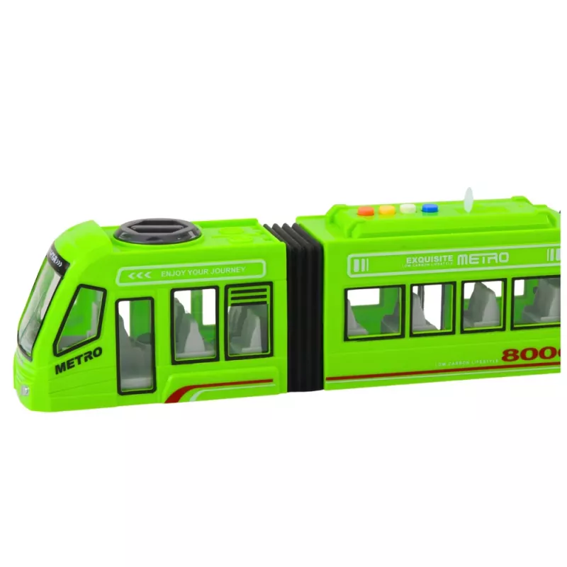 LEAN TOYS City Metro Tram z otwieranymi drzwiami, światłami i dźwiękami, zielony, 1:16