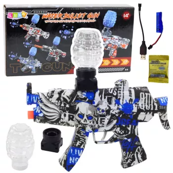 LEAN TOYS Elektryczny miotacz kulek żelowych Graffiti Biały Niebieski