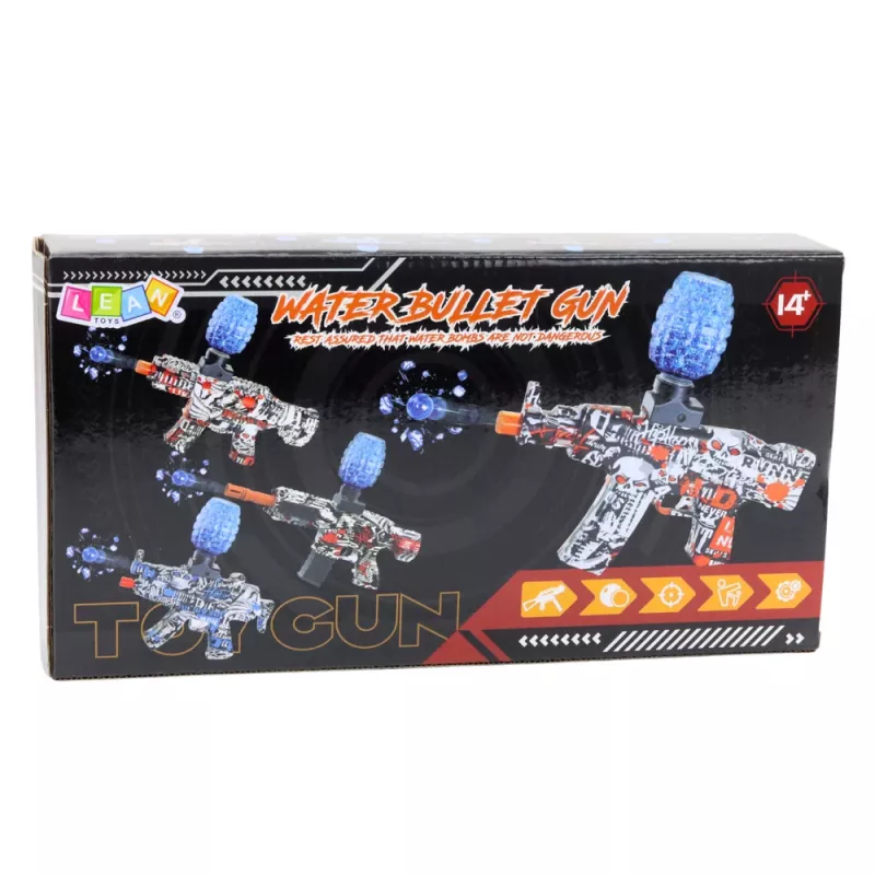 LEAN TOYS Elektryczny miotacz kulek żelowych Graffiti Biały Niebieski