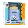 LEAN TOYS Zabawkowy toster kuchenny dla dzieci z wyskakującymi grzankami, niebieska drewniana zabawka