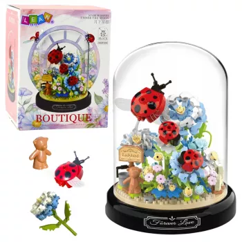 LEAN TOYS Klocki konstrukcyjne Kompozycja kwiatowa z biedronkami w kopule 596 szt.