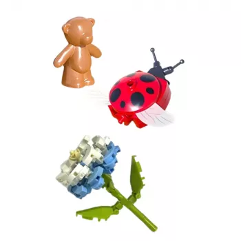 LEAN TOYS Klocki konstrukcyjne Kompozycja kwiatowa z biedronkami w kopule 596 szt.