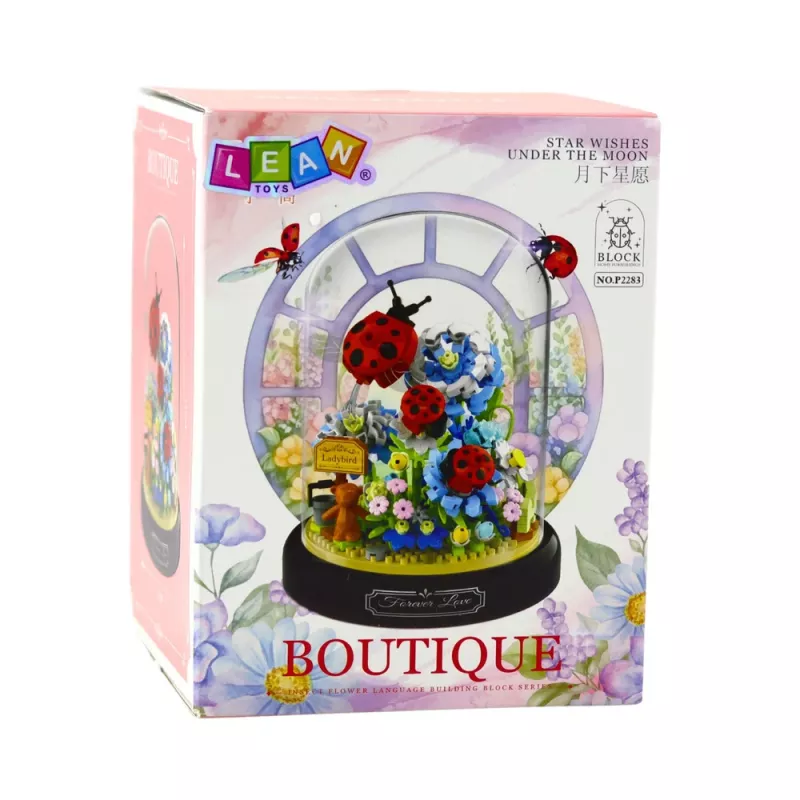 LEAN TOYS Klocki konstrukcyjne Kompozycja kwiatowa z biedronkami w kopule 596 szt.