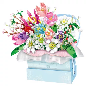 LEAN TOYS Klocki konstrukcyjne Kompozycja w pudełku Floral Blue LED Box 761 szt.