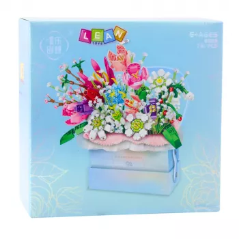 LEAN TOYS Klocki konstrukcyjne Kompozycja w pudełku Floral Blue LED Box 761 szt.