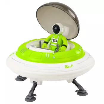 LEAN TOYS UFO Statek kosmiczny z figurką astronauty, światła i dźwięki, zielony
