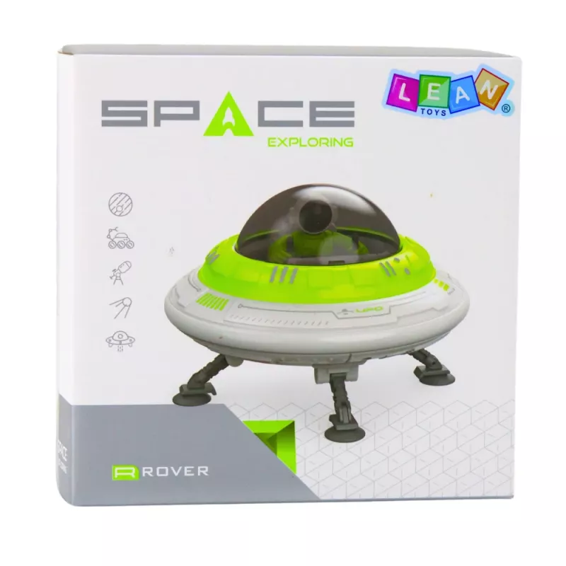 LEAN TOYS UFO Statek kosmiczny z figurką astronauty, światła i dźwięki, zielony