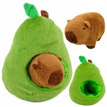 LEAN TOYS Zielone Awokado z Kapibarą 2-w-1 Odwracana Maskotka Pluszowa 25 cm
