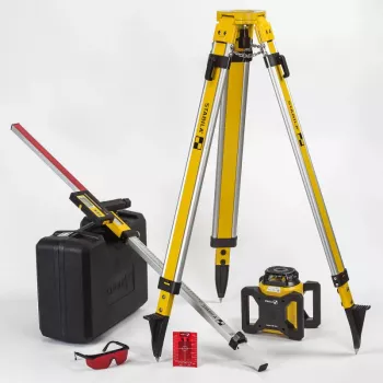 STABILA LAR 160 5-częściowy zestaw laserów rotacyjnych z odbiornikiem, statywem, łatą niwelacyjną i walizką