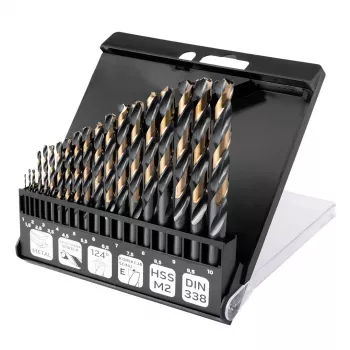 NEO TOOLS Zestaw wierteł HSS-CNC do metalu, 124°, Pro-Tec, 1.0-10.0 mm, 19 szt.