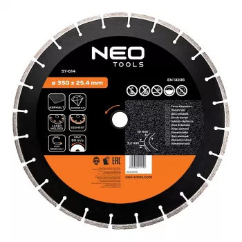 NEO TOOLS 350 mm laserowo spawana tarcza diamentowa segmentowa, otwór 25,4 mm, do betonu, asfaltu, kamienia