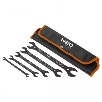 NEO TOOLS Super cienkie dwustronne klucze płaskie, 4 w 1, 6-27 mm (20 rozmiarów), zestaw 5 szt.