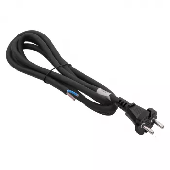 Akyga AK-OT-06S gumowy przewód zasilający H05RR-F 2 x 1,5 mm², wtyk CEE 7/17 – wolne końce, 5 m, czarny