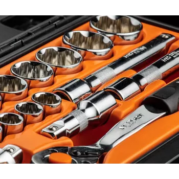 NEO TOOLS 1/2 inch Zestaw kluczy nasadowych, 23-częściowy, stal chromowo-wanadowa, DIN 3124
