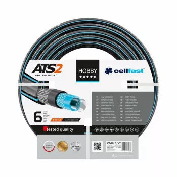 CELLFAST HOBBY ATS 1 Wąż ogrodowy 10 m – 1/2 cala 3-warstwowy anty-skrętny PVC, wytrzymałość 20 bar, odporny na UV i glony, zielony/żółty