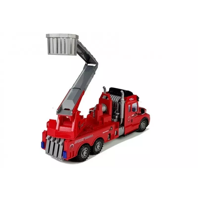 LEAN TOYS Wóz strażacki z drabiną R/C Zdalne sterowanie Skala 1:14 2.4GHz Wodny spray Światła Dźwięki