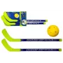LEAN TOYS Zestaw do floorballu z 2 kijami hokejowymi i piłką, 82 cm, czerwony/niebieski, dla dzieci 6+