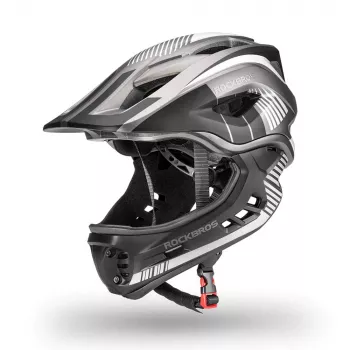 Rockbros TT-32SBTG-M Kask rowerowy dla dzieci z odłączanym ochraniaczem na brodę, rozmiar M, szary