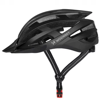 Kask rowerowy MTB Wozinsky z odpinanym daszkiem i tylnym światłem USB 54-57 cm - Czarny