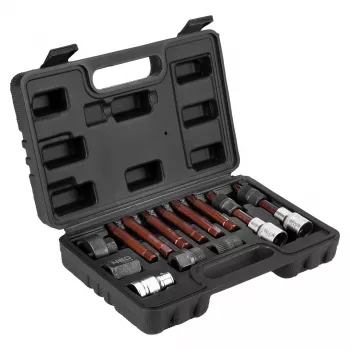 NEO TOOLS Zestaw do demontażu koła pasowego alternatora, 13-częściowy, stal chromowo-wanadowa, napęd 1/2 cala, bity Spline/Torx/Hex