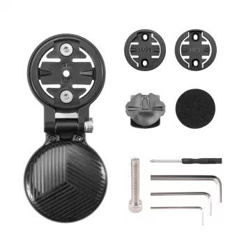 ROCKBROS WT-2 Przedni uchwyt na licznik rowerowy z ukrytą komorą na AirTag, aluminium, czarny, adaptery Garmin/Wahoo/Bryton