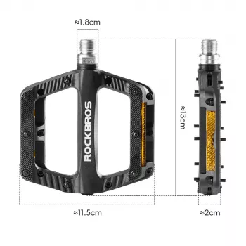 ROCKBROS BP2501 Odblaskowe nylonowe pedały rowerowe, czarne