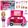 LEAN TOYS Lodówka Food Truck Zestaw dla Lalek Składany Różowy 33 Elementy
