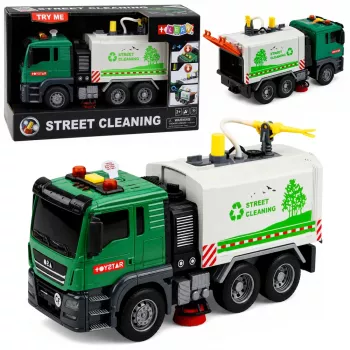 LEAN TOYS Zamiatarka uliczna z funkcją wody, światłami i dźwiękami 1:14