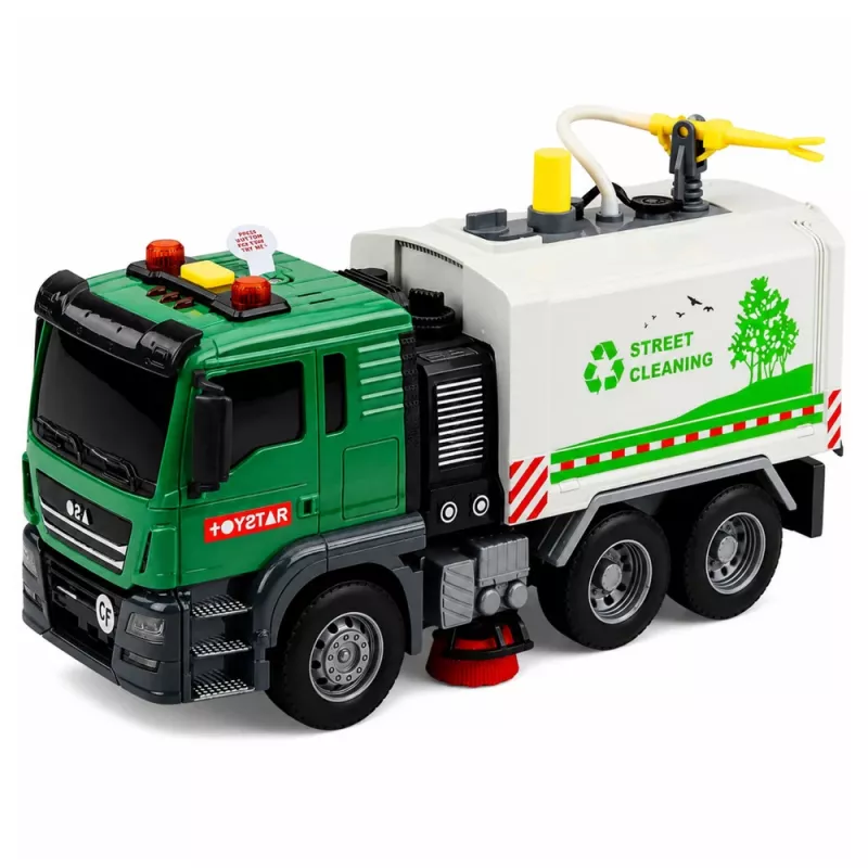 LEAN TOYS Zamiatarka uliczna z funkcją wody, światłami i dźwiękami 1:14