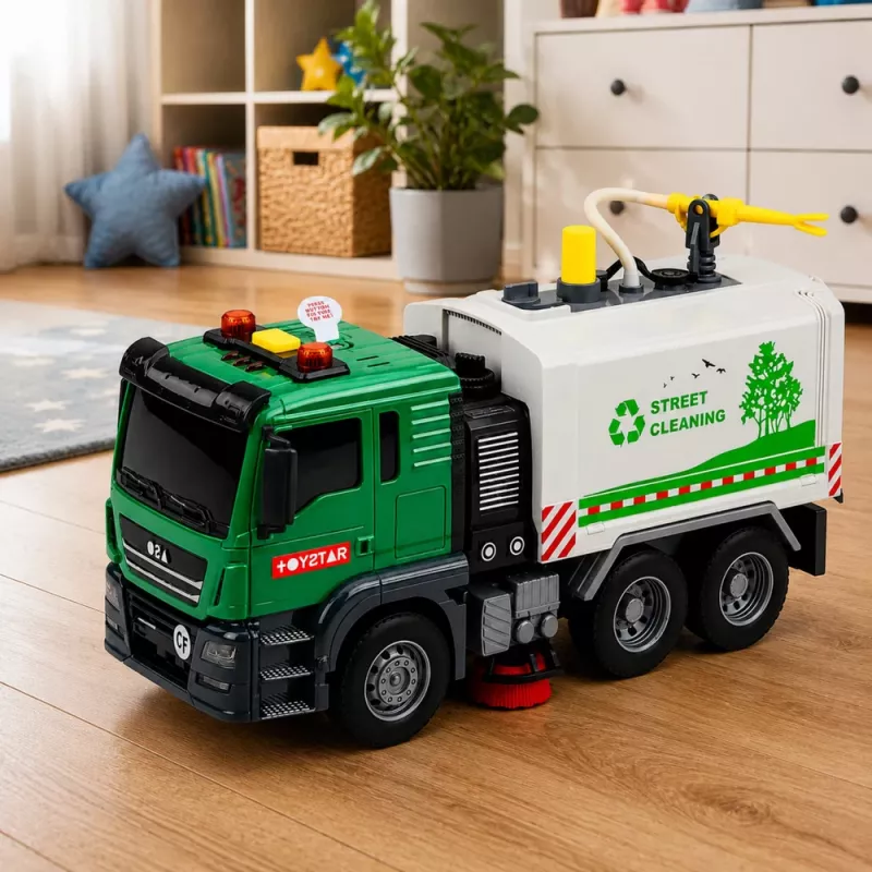 LEAN TOYS Zamiatarka uliczna z funkcją wody, światłami i dźwiękami 1:14