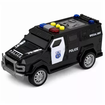 LEAN TOYS Samochód policyjny Pojazd specjalny w skali 1:32, czarny, ze światłami i dźwiękami