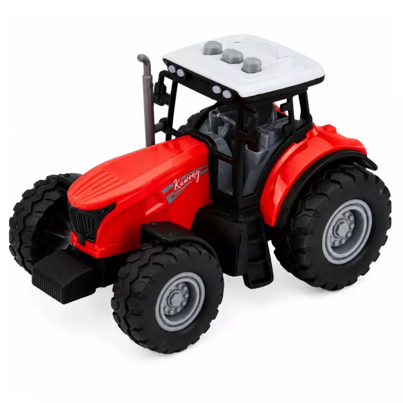 LEAN TOYS Ciągnik z przyczepą do przewozu zwierząt, figurki krów, światła i dźwięki, 4 szt.