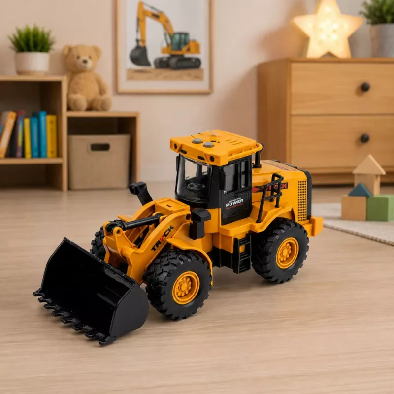 LEAN TOYS Pojazd budowlany Koparka z ruchomą łyżką, światłami i dźwiękami, żółta, 1:43
