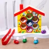 LEAN TOYS Drewniany ul zręcznościowy z pęsetą i 6 pszczołami - Edukacyjna gra rozwijająca motorykę dla dzieci od 3 lat