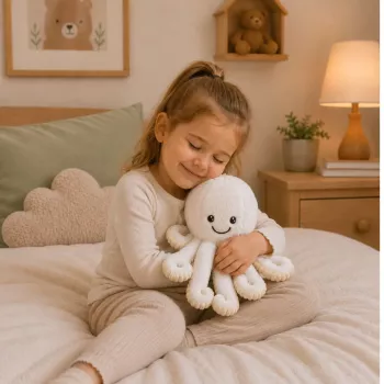 LEAN TOYS Pluszowa Ośmiornica z Elastycznymi Mackami, Biała, 30 cm