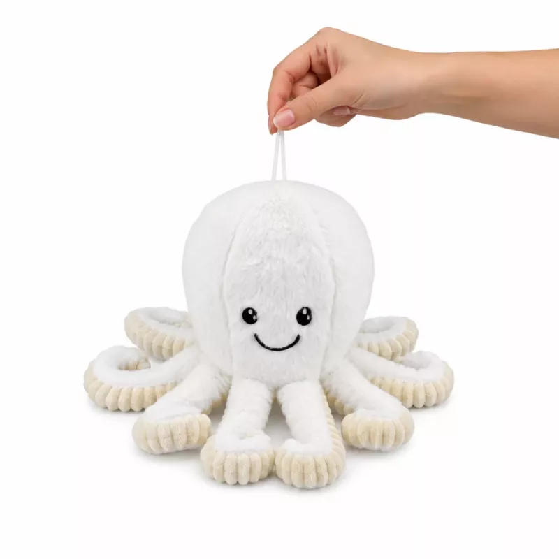 LEAN TOYS Pluszowa Ośmiornica z Elastycznymi Mackami, Biała, 30 cm