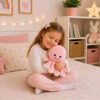 LEAN TOYS Pluszowa Ośmiornica Przytulanka z Elastycznymi Mackami Różowa 50 cm