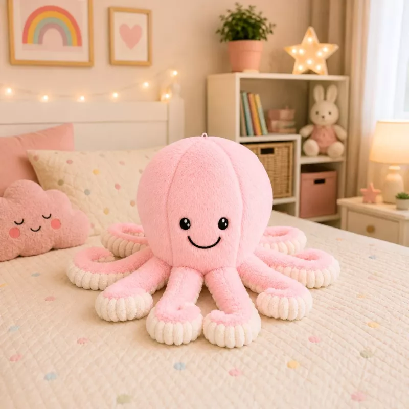 LEAN TOYS Pluszowa Ośmiornica Przytulanka z Elastycznymi Mackami Różowa 50 cm