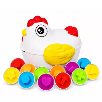 LEAN TOYS Edukacyjna kura sortująca 12 jajek do nauki kształtów i kolorów