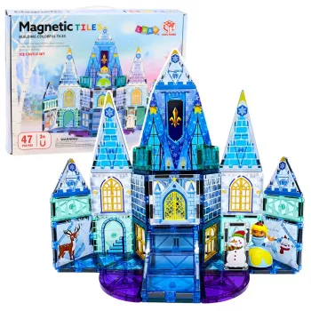 LEAN TOYS Magnetyczne Klocki Konstrukcyjne Zamek Lodowej Księżniczki Niebieski 47 szt.