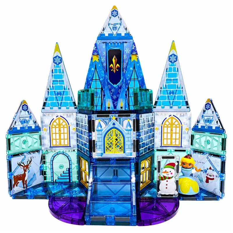 LEAN TOYS Magnetyczne Klocki Konstrukcyjne Zamek Lodowej Księżniczki Niebieski 47 szt.