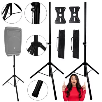 DNA Professional DNA BOX2 Zestaw Statywów Głośnikowych Typu Tripod z Torbą, Średnica Bieguna 35 mm, Wysokość 100-180 cm, Obciążenie 30 kg, Czarny